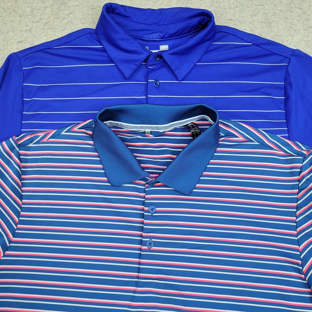 Lot of 2 Adidas Under Armour Golf Polo Shirt Men L Sequoyah National Blue Flex